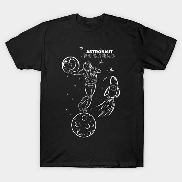 astronaut dancing in the moon T-Shirt by Ticus7